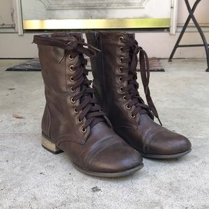 Cute brown combat booties